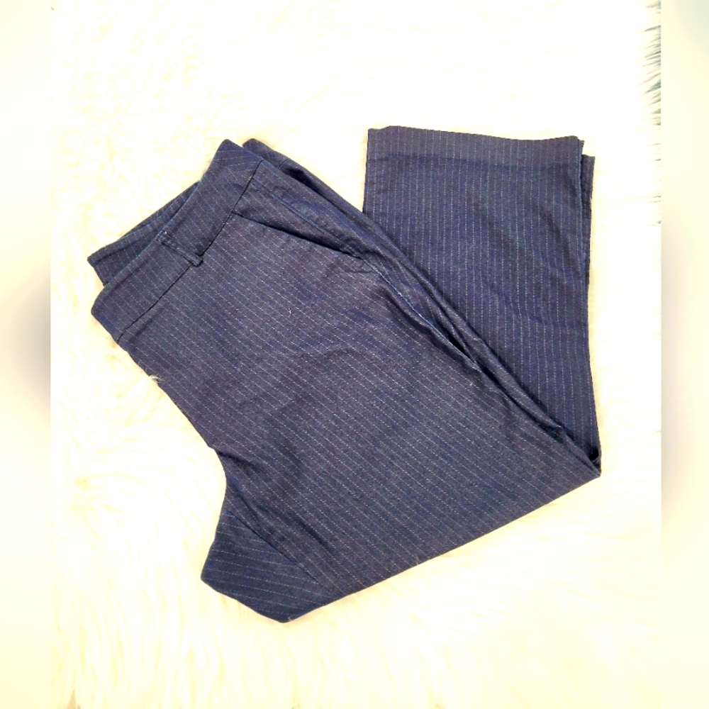 Lane Bryant The Lena Crop Pants‎ Dark Blue Striped Size 18 Moderately Curvy Fit